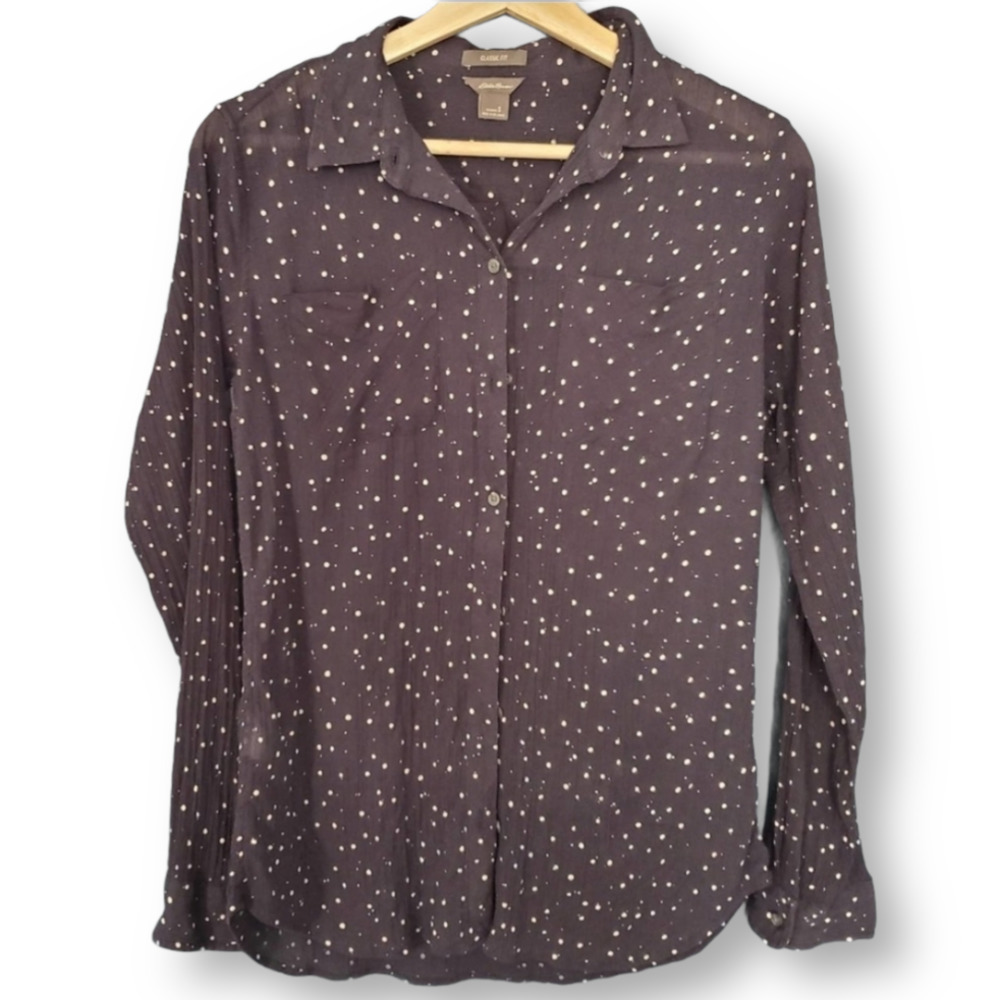 Eddie Bauer Button Down Top Navy Size Small